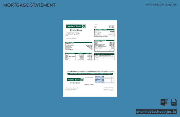 Sri Lanka Amana Bank Hypothekenabrechnung in Word- und PDF-Formaten – Beispielvorschau